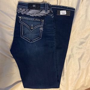 NWT Miss Me jeans.  Crystal & silver embellishment on dark wash fabric
